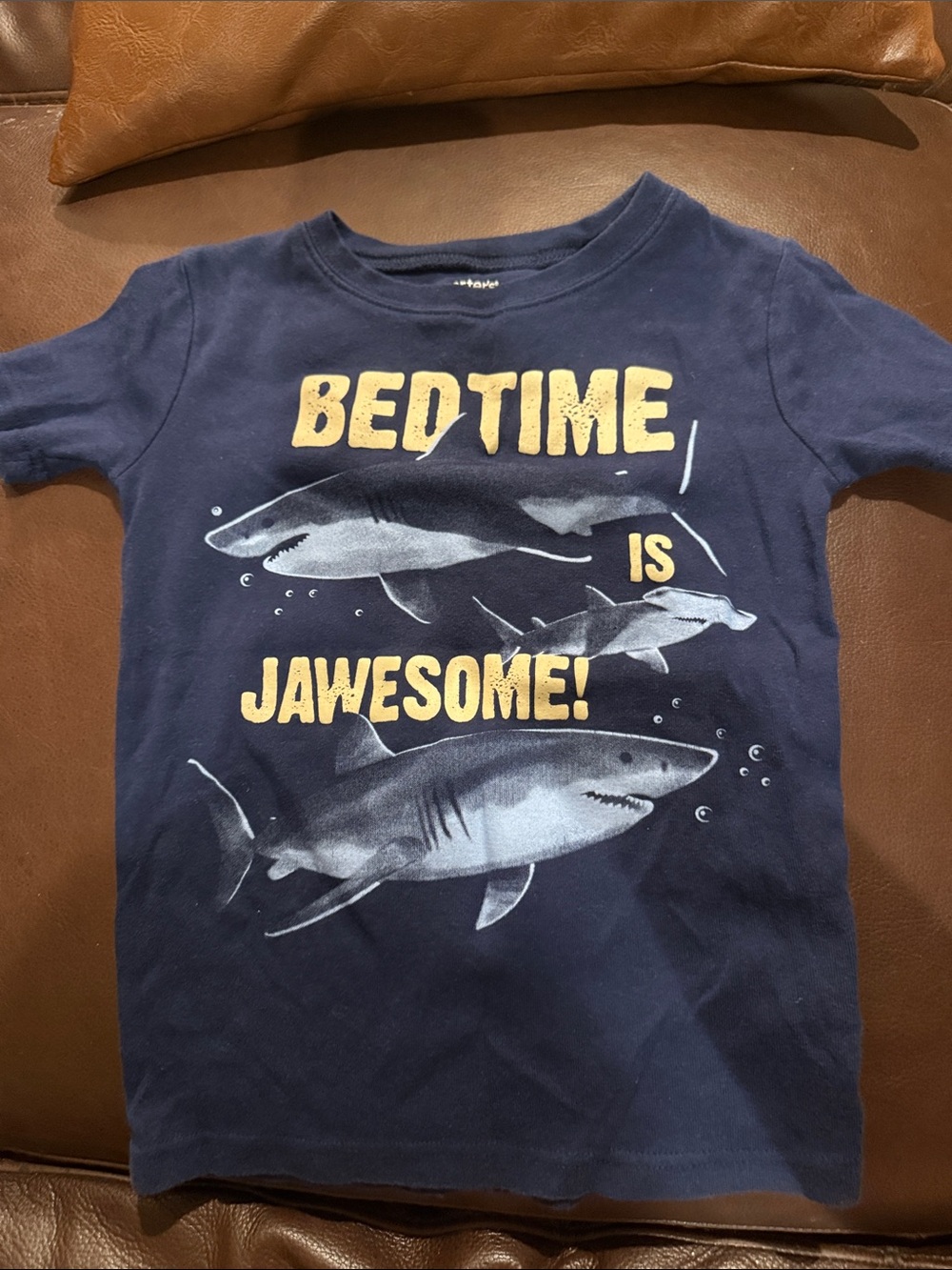 Carter's Navy Shark Graphic Tee with Yellow Text